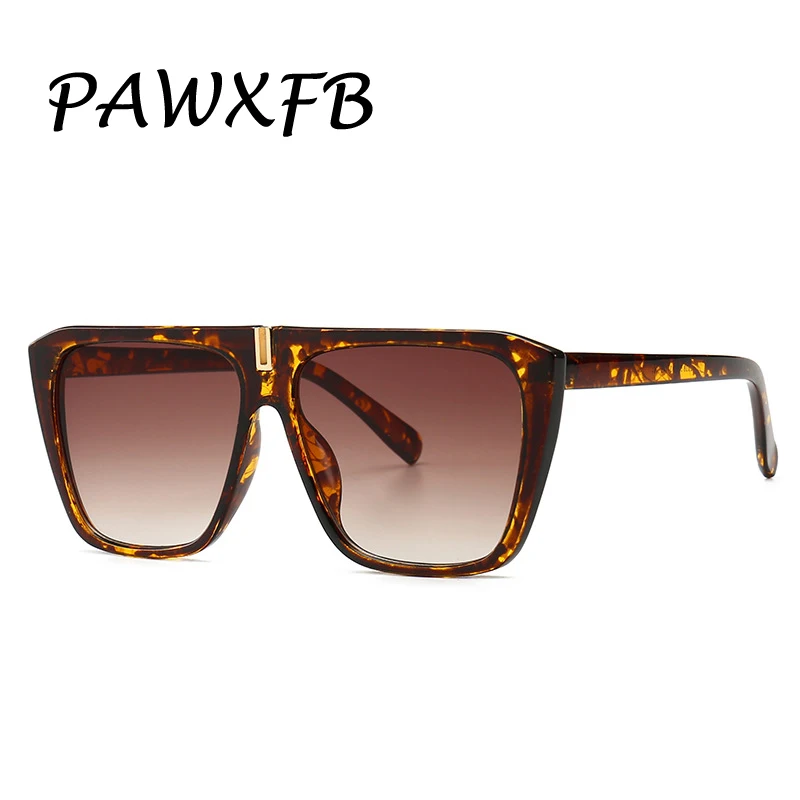 

PAWXFB 2019 Retro Square Sunglasses Women leopard Gradient brand Designer Oversized Sun Glasses Fashion Female Shades UV400