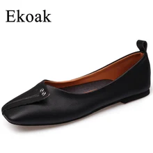 Ekoak/новая весенняя женская обувь из натуральной кожи; модная женская обувь на плоской подошве; женская мягкая дышащая повседневная обувь