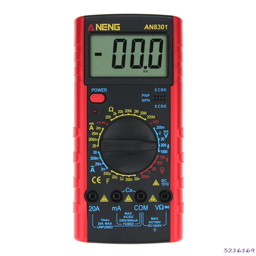 

AN8301 Digital Multimeter AC/DC Capacitance Voltmeter Ammeter Multi Tester