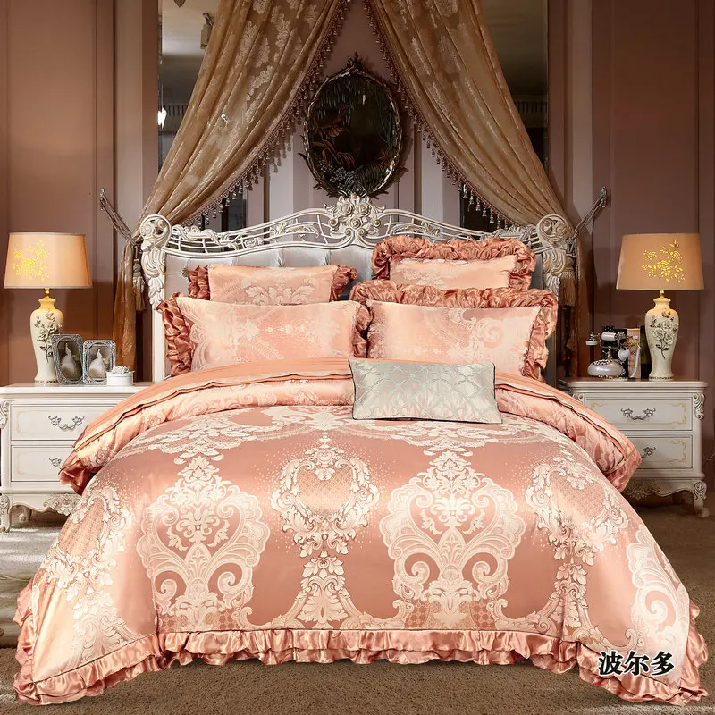 

white color jacquard luxury Bedding set Cotton thick bedspread set 4/6Pcs King Queen size bedsheet set duvet cover pillowcase