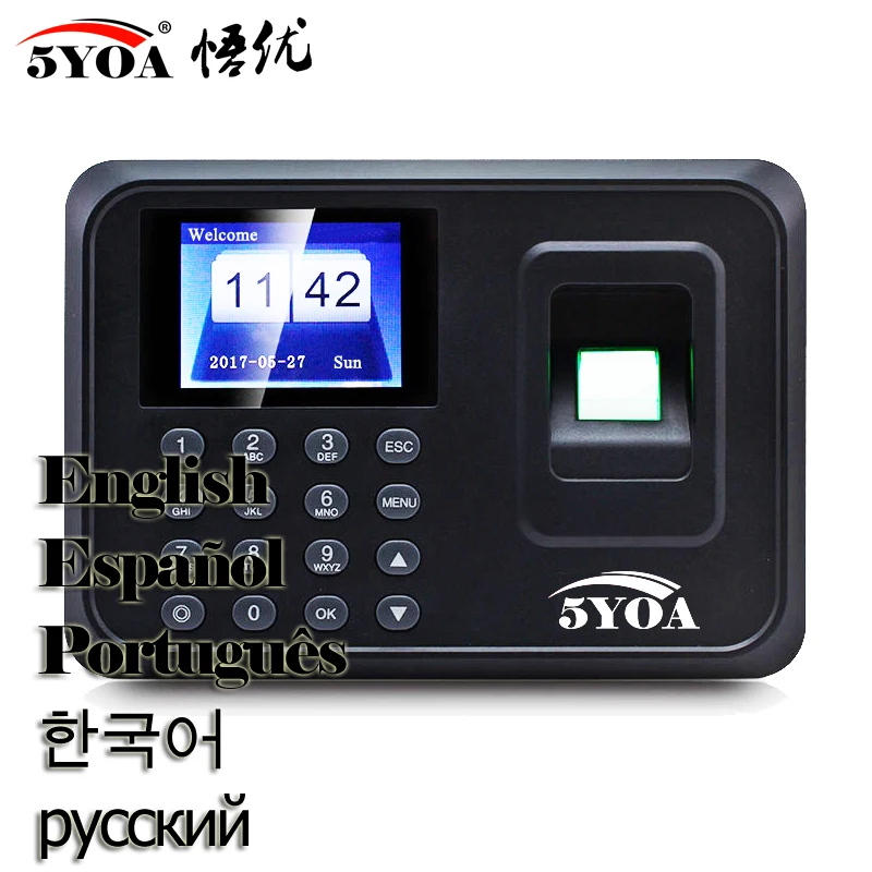 

A01 Biometric Fingerprint Time Attendance System Clock Recorder Employee Electronic English Spanish Spain Reader Machine