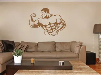 

Wall Decal Sticker fitness man pumped power bar bedroom sports hall