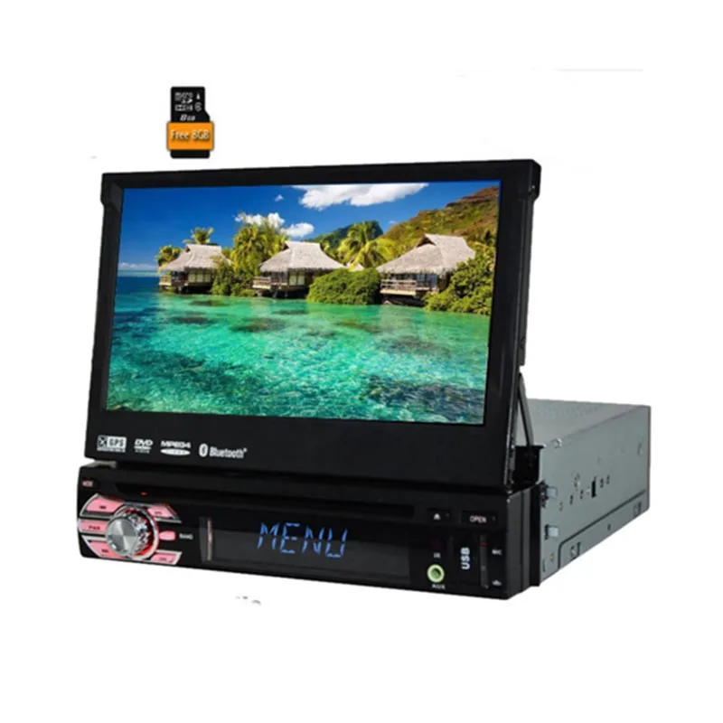 Best Car Electronic 1 din Car CD DVD Player GPS Navigation 7inch 1din Car Radio In Dash Stereo Video Free 8GB GPS Map+ USB+SD 4