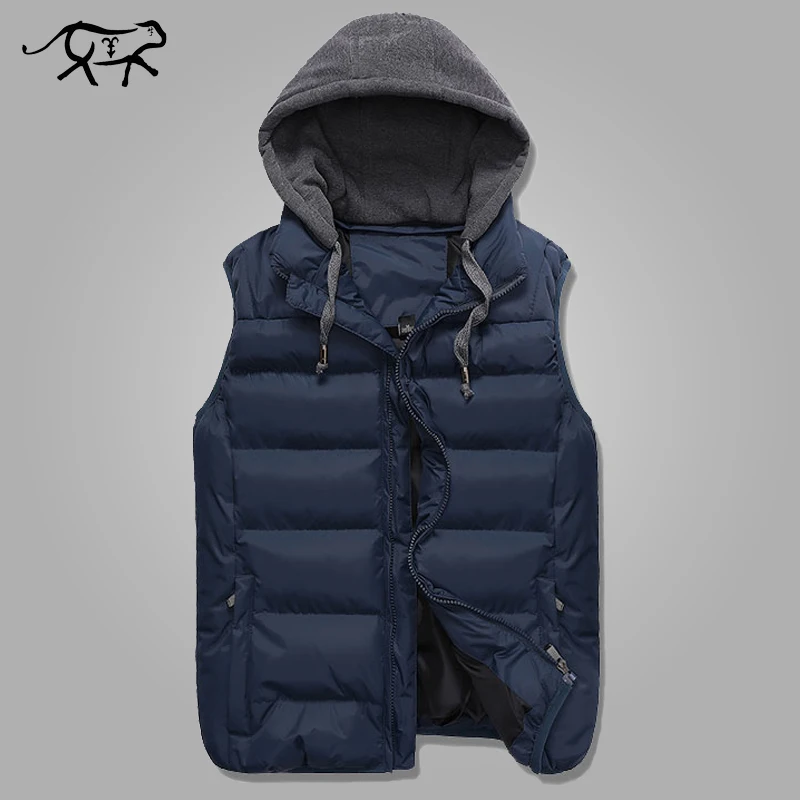Casual Men Vest Men Slim Fit 2018 Hot Sale Waistcoat Hat Detachable Hooded Winter Warm Mens Fashion Jacket and Coat Male M- 4XL