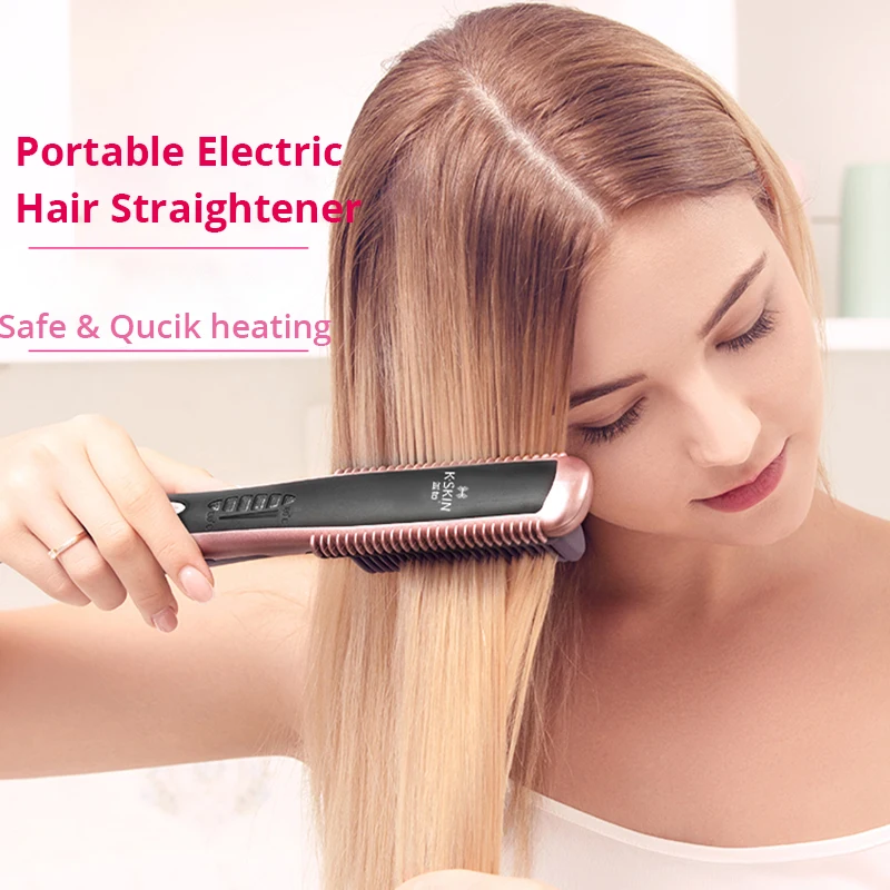 

Safe Ceramic Hair Straightener Comb Anti Scald Styling Tools Electric Curling Straightening Irons Safe Hair Stlyer Accessory
