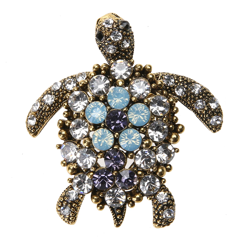 Vintage Boho Turtle Brooch Pins Black Small Tortoise 38*40mm Women