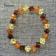 Yoowei Star янтарные браслеты для женщин Baltic 7-8 мм разноцветные драгоценные камни драгоценные бусины для взрослых Эластичные Браслеты эластичные янтарные ювелирные изделия