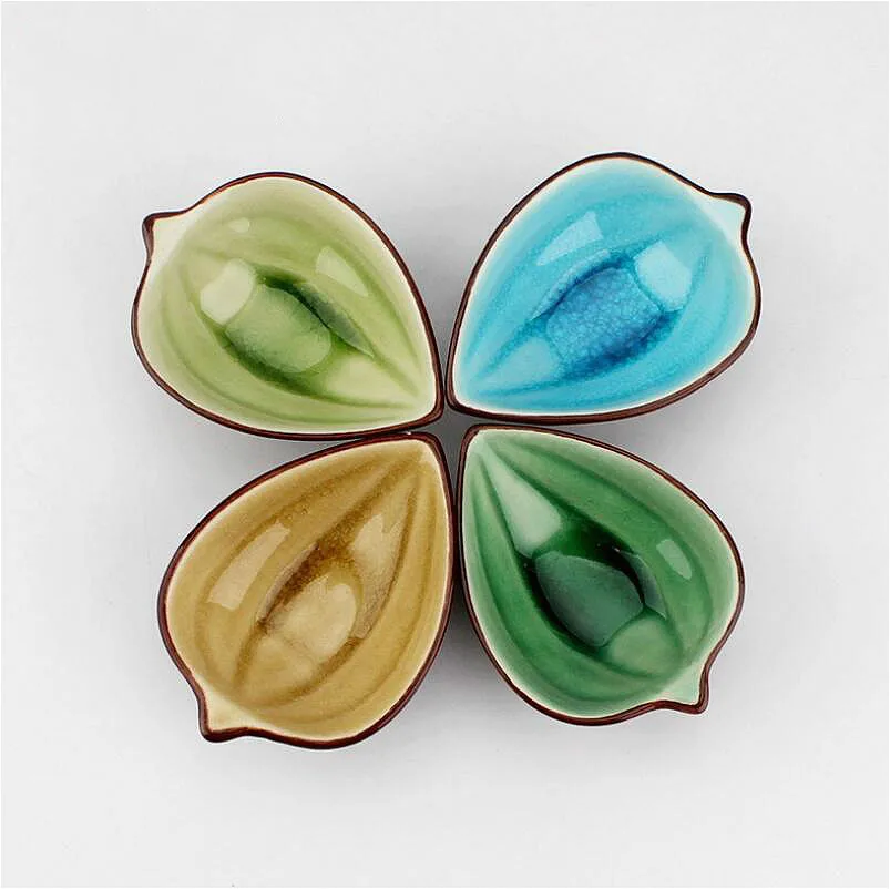 2 шт 3,5 дюймов Красочные Креативные боковые пластины керамические конфеты Dishs брелок мини закуски сырные тарелки для суши лист чистые цвета