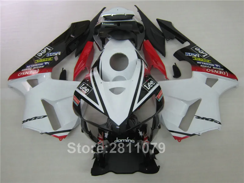 Пластмассы инжекционного метода литья обтекателя комплект для Honda CBR600RR 05 06 белый красно-черные обтекатели комплект CBR600RR 2005 2006 HN05
