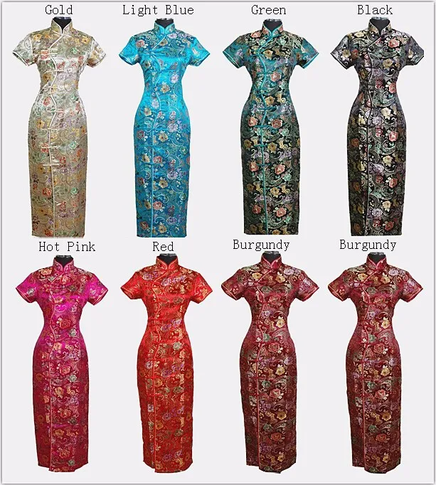 Винтаж зеленый китайский Для женщин традиционные атласное платье Cheongsam Qipao Топы корректирующие халат De Soiree цветок Размеры размеры S M L XL XXL, XXXL C0004