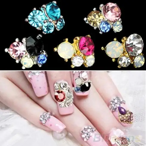 

10Pcs/Pack 3D DIY Shiny nail stickers on nails Metallic Rhinestones Crystal Nail Art Tips Studs Phone Decor 02DQ 4AHT