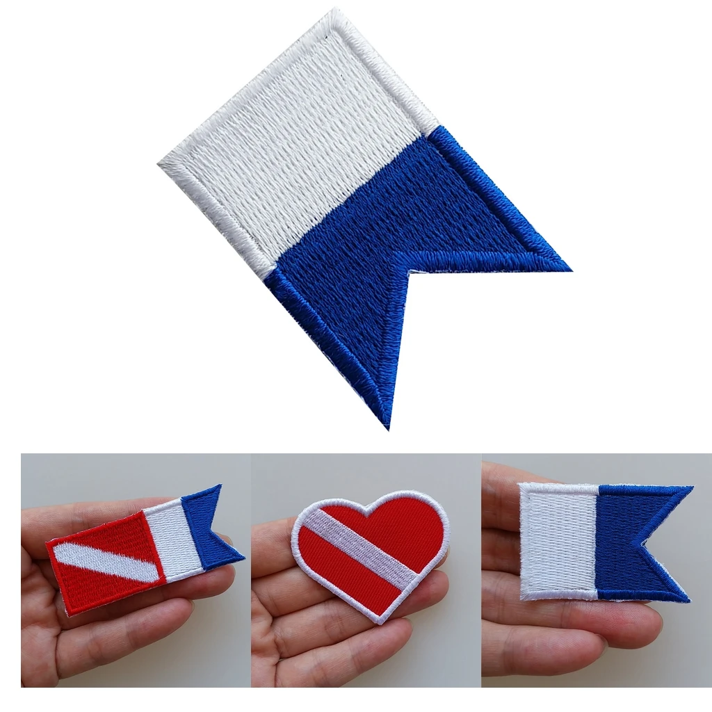 3 Pairs Alpha Flag Diver Down Flag Patch Badge Scuba Diving Embroidered Decorative Patches for Scuba Divers, Not Come Off