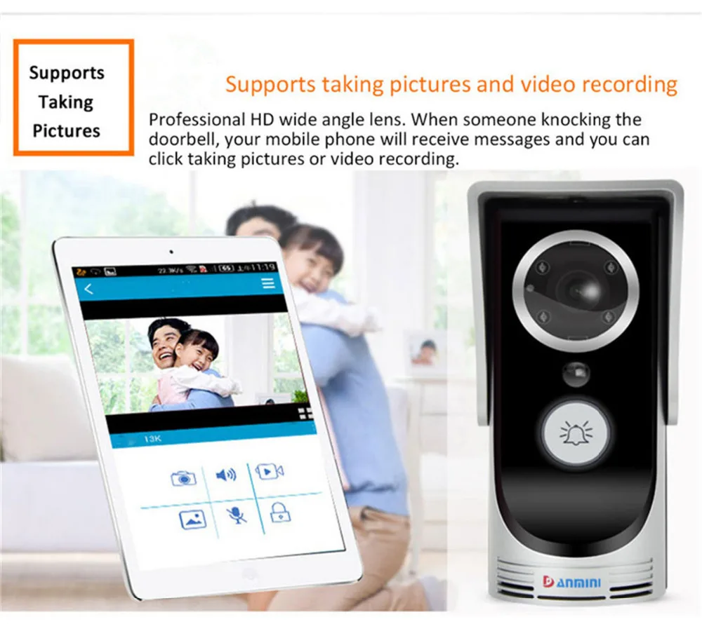 

Wireless WIFI Video Door Phone Doorbell Intercom System Home Security Night Vision Waterproof Camera with Rain Cover 3MP HD 720P