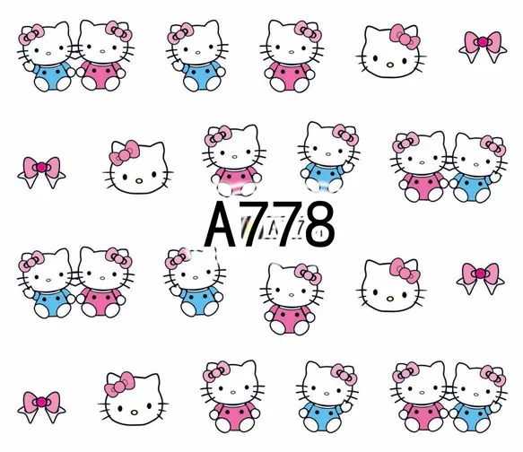 12 листов красота hello kitty Дизайн ногтей переводная наклейка на ногти слайдер тату аксессуары для ногтей A769-780