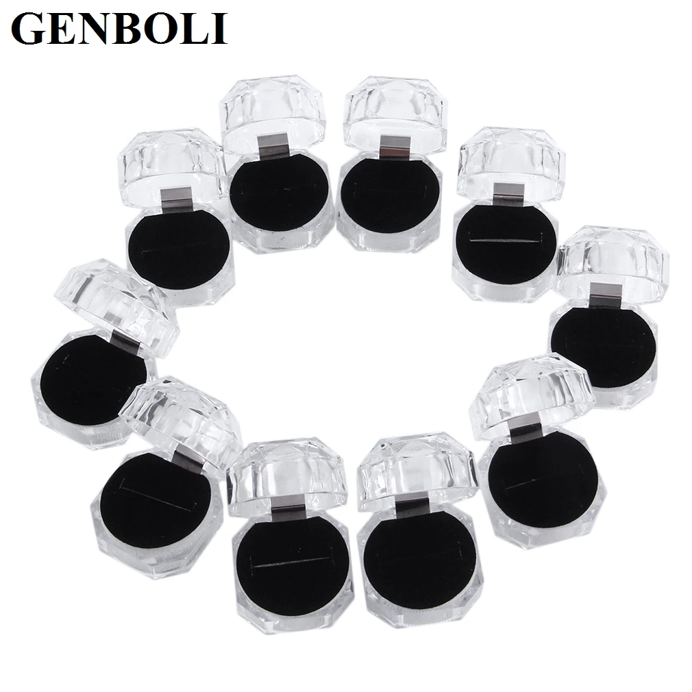 

10pcs/lot Acrylic Crystal Ring Storage Display Boxes Case Transparent Package Box for Jewelry Packaging Collection
