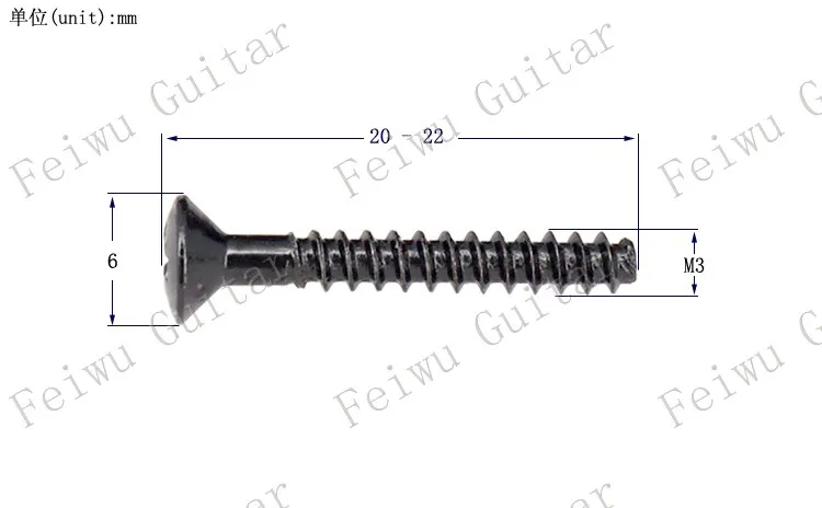 6 шт. гитарные однокатушечные звукосниматели крепление регулировка высоты плоские хвостовые винты и конические пружины-M3*22 мм