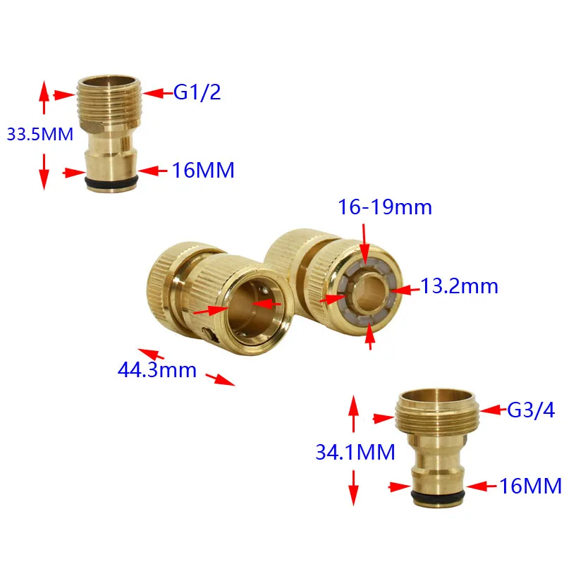 1/2 дюймовый для садового шланга соединитель латунный шланг Быстрый Соединитель G1/2 G3/4 водяной пистолет медный фитинг 1 комплект