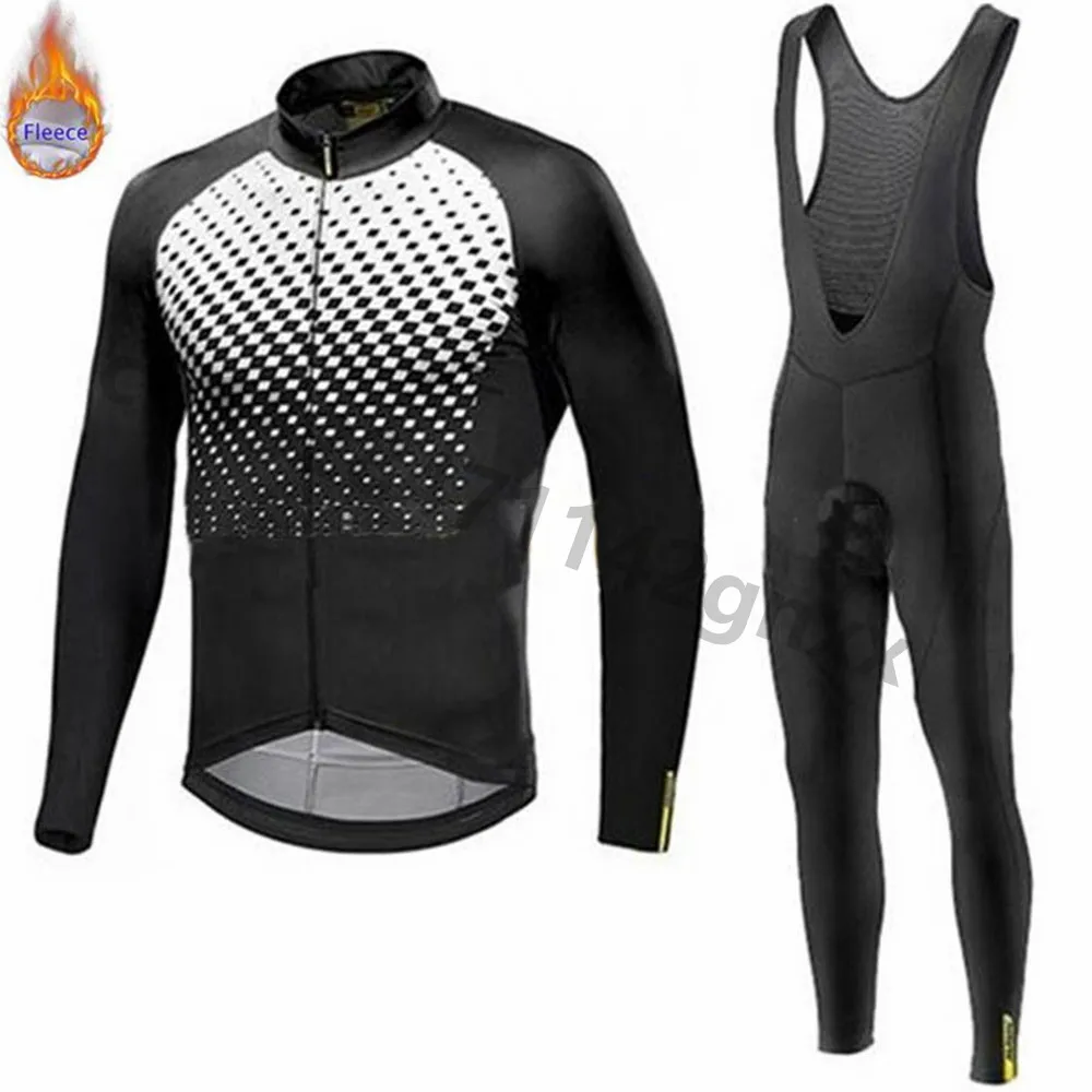 Tanie 2019 Mavic Pro team zimowy zestaw koszulek kolarskich z długim rękawem MTB odzież rowerowa jednolity termiczny polar strój kolarski Ropa Ciclismo