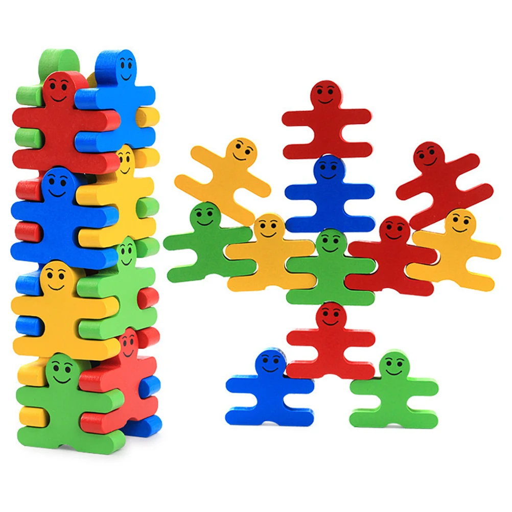 16 шт. составные игрушки баланс злодейские блоки Обучающие деревянные укладки красочные головоломки строительные блоки для детей малышей