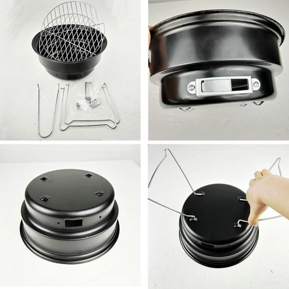 

Foldable Baking Patio Picnics Reusable Large Kettle Portable Camping Home BBQ Grill Easy Cleaning Outdoor Stand Round Charcoal