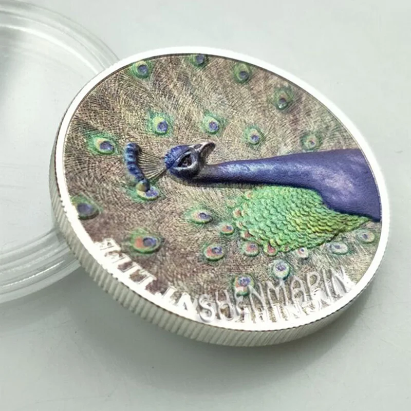 Острова Кука Великолепная жизнь синий павлин памятная монета 999 серебро 5 долларов коллекционные монеты Elizabeth II Challenge Coin