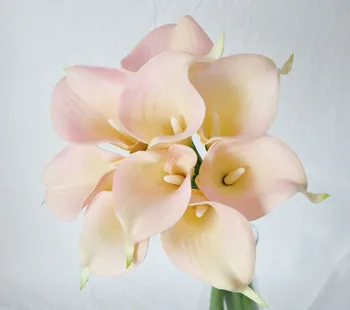 

9pcs Blush Pink Real Touch Artificial Picasso Calla Lilies Flower Arrangement Wedding Bouquet Home Decor