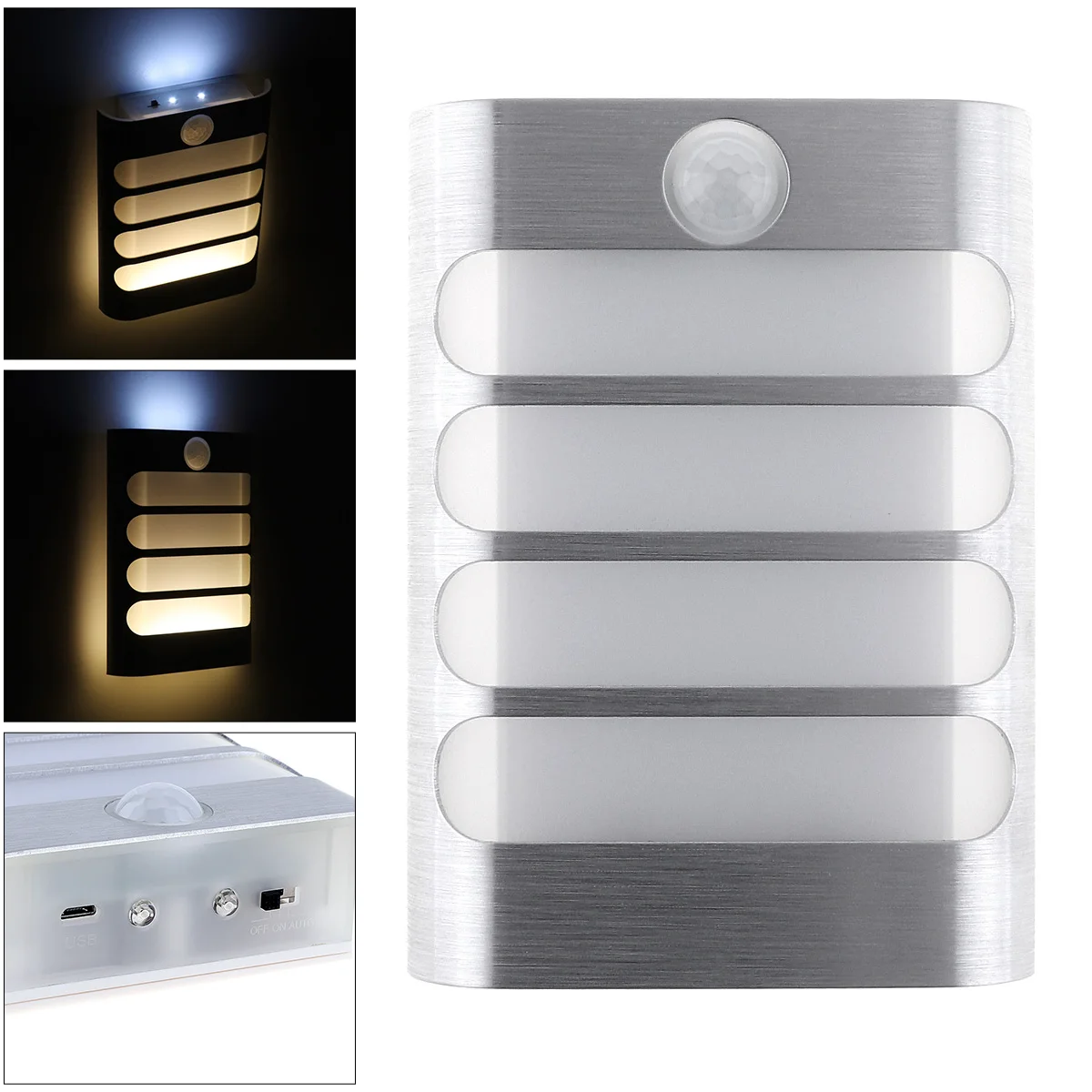 

New Rechargeable Night Light with Motion Sensor LED Wall Lamp Night Auto / On / Off 3 Modes Light Support USB Charge