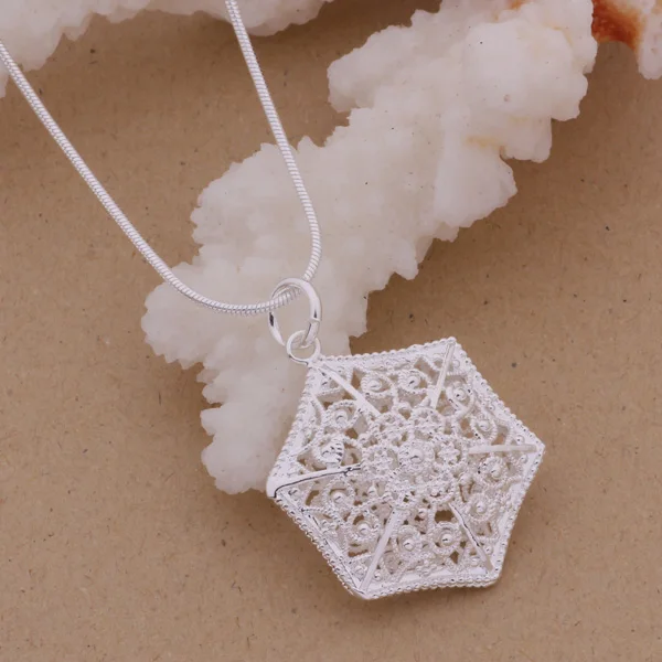 

AN085 Hot 925 sterling silver Necklace 925 silver fashion jewelry pendant hexagonal plate /gflaowsa ajzajbga