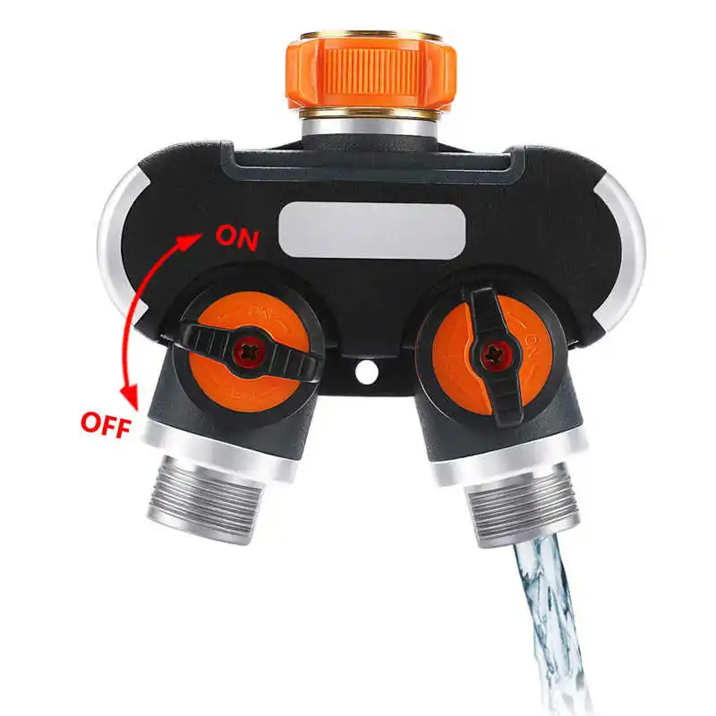 Двойной проходной кран разветвитель для садового шланга 2 пути прорезиненный кран шланга Разъемы дистрибьютор воды Европейский зуб@ 16