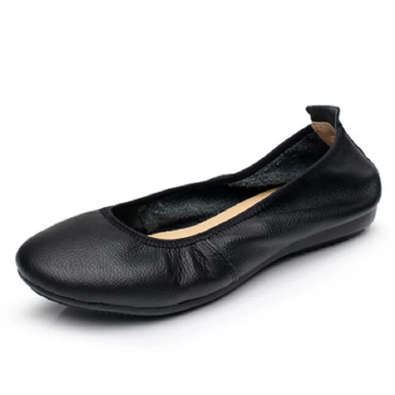 Chaussures Non Cuir Rond Casual Printemps Automne Travail Fond En Nouveau 2018 slip Femmes De Et Plat Noir Mou IxZRUnwzq0