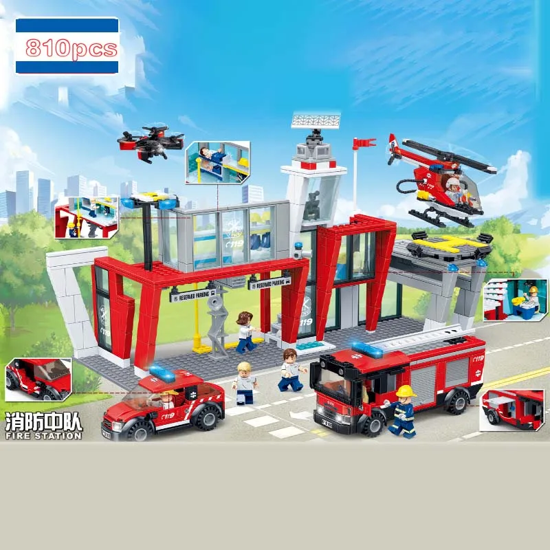  Military Series City Fire series Fire rescue truck tank Helicopter Fire ambulance Toys For Children