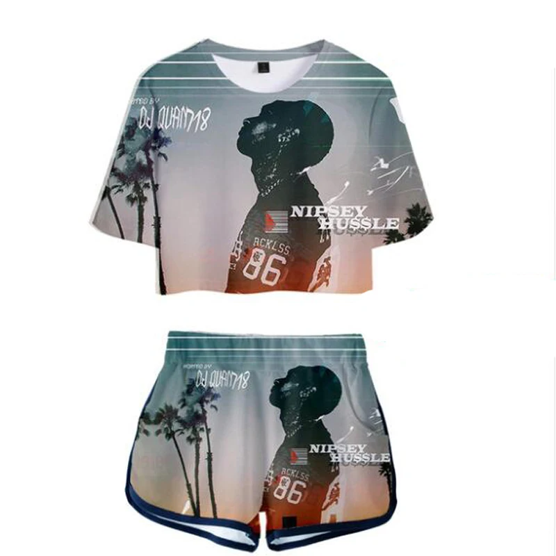 

RIP Rapper Nipsey Hussle 3D Print Sexy Two Piece Set Crop Top+Shorts Women's Tracksuits Summer Outfits for Women Tumblr Clothing