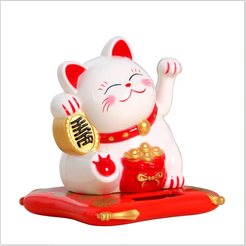 Модный черный/белый Maneki Neko на солнечных батареях, радушный Кот, удача для дома, автомобиля, отеля, ресторана, Декор, ремесло - Цвет: White