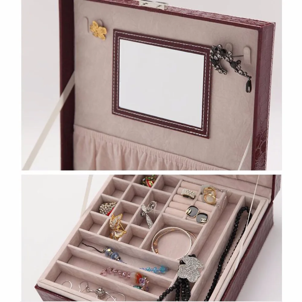 Модный кожаный Органайзер для хранения ювелирных изделий контейнер коробки кейс