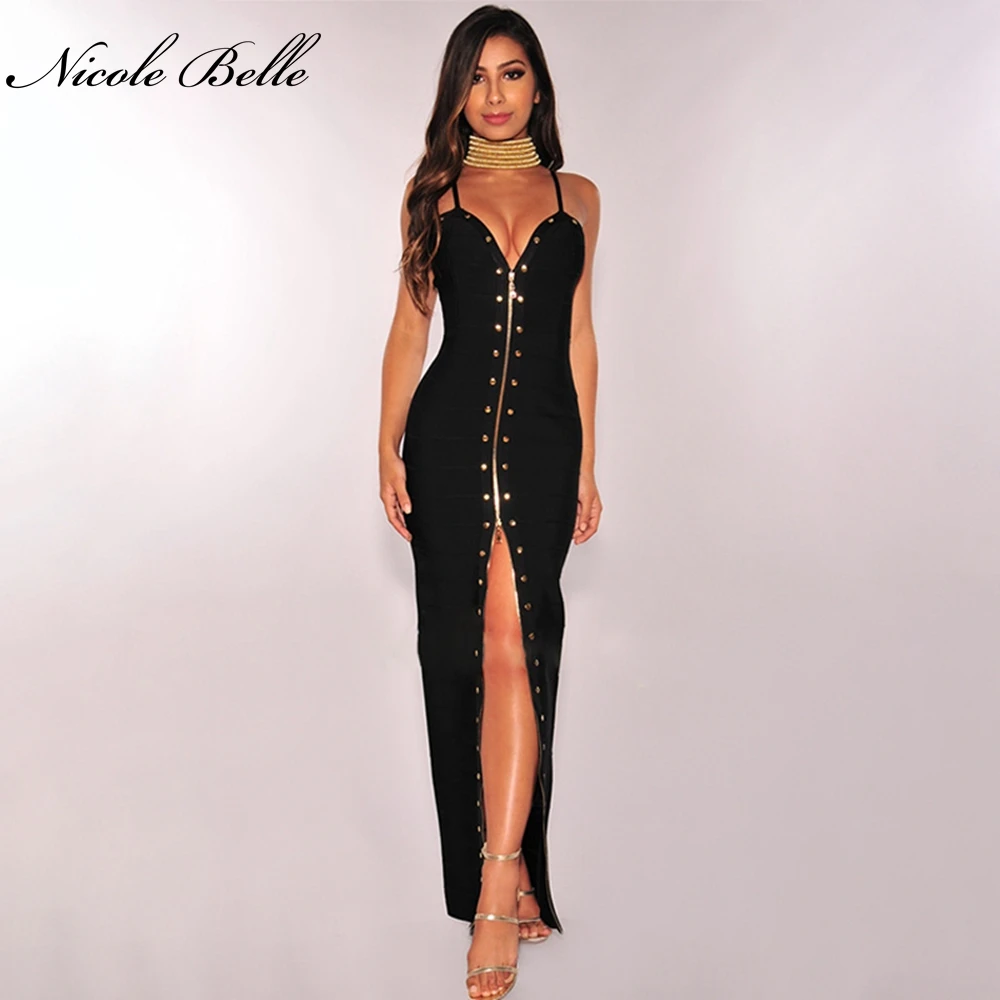 NICOLE BELLE 2017 summer fashion lady halter bandage dress sexy zipper