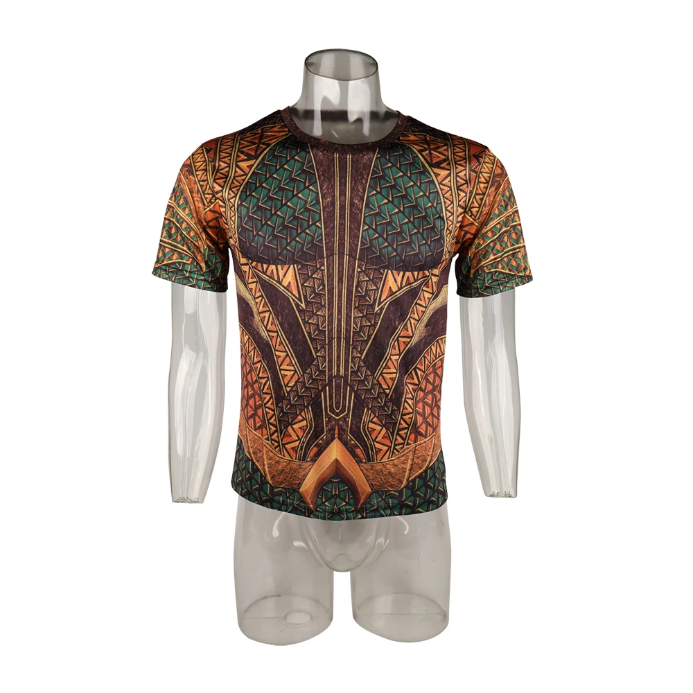 Топ с 3D принтом футболка костюм из фильма Aquaman Arthur Curry Skin облегающая Спортивная