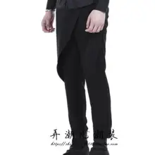 27-44 новая мужская одежда GD стилист волос модные тонкие повседневные брюки Асимметричная лента плюс размер костюмы