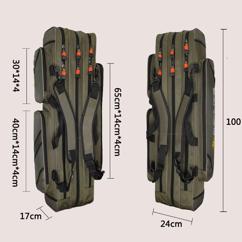 Большой Ёмкость Портативный 2-3 Слои сумки для рыбалки 80/90/100/120 см складной мешок рыболовной удочки Чехол Рыболовные Снасти Для Рыбалки Сумка для хранения