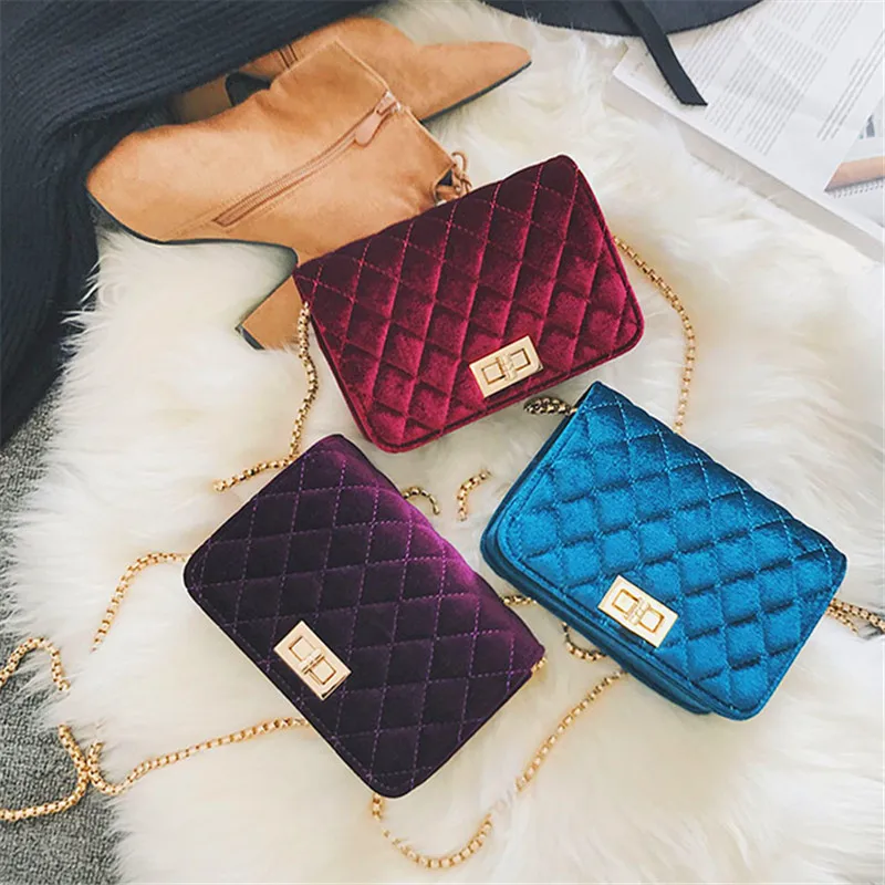 

Women's Velvet Handbag Messenger Bag lady Contracted Cross body Shoulder Bags Small Mini Casual Satchel Purses