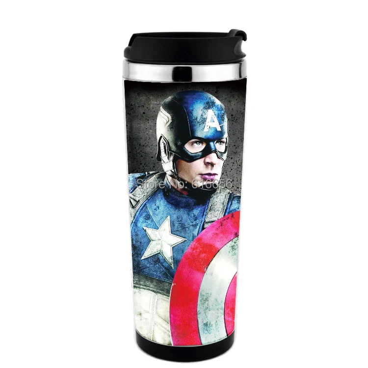 

free shiping Captain America travel mug adversing mug easy for DIY , can design mug for gift , new cap easy for drink