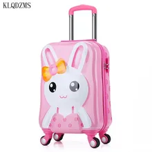 KLQDZMS 19-дюймовый мультфильм животных дети ABS+ PC прокатки багажа носить на Дорожный чемодан-тележка сумка с колесами