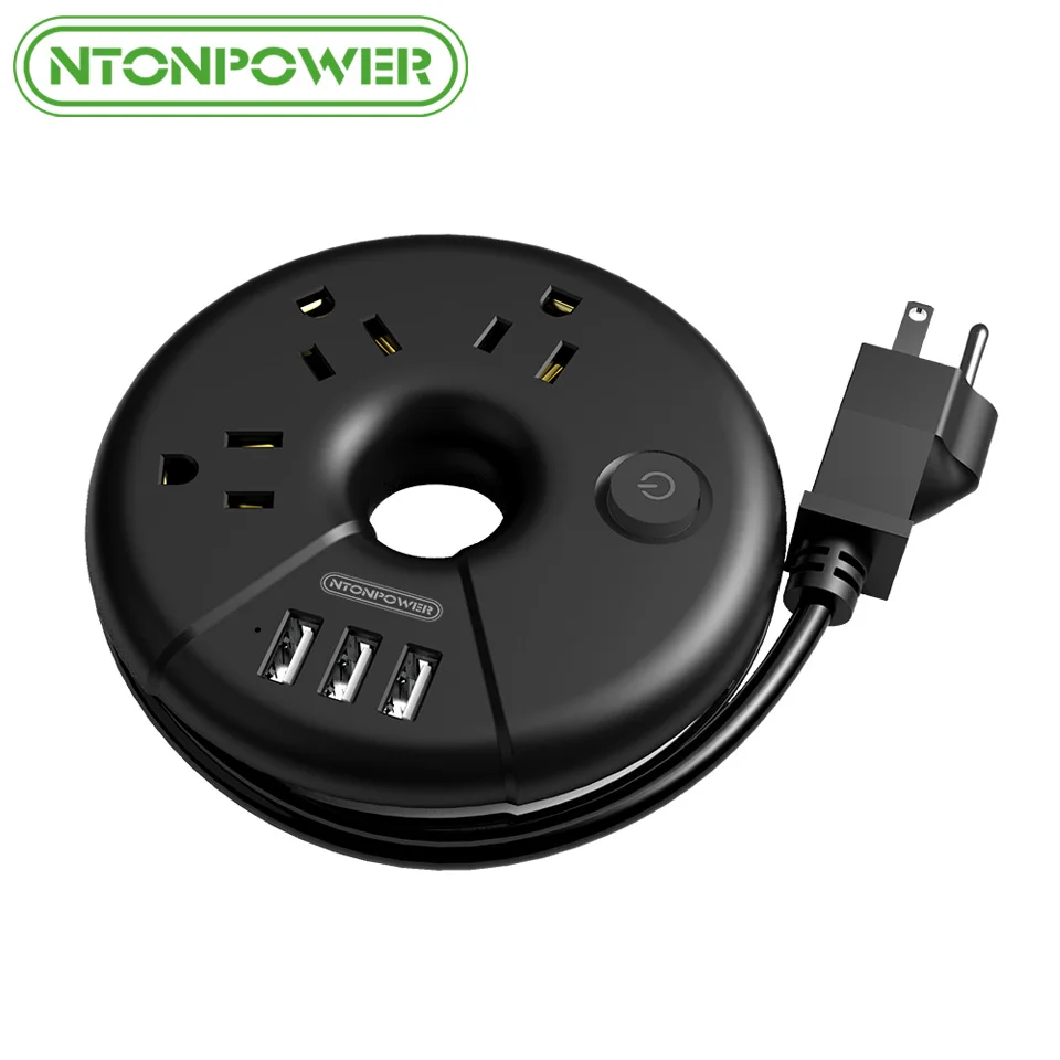 NTONPOWER ODR Small Portable USB Travel Power Strip US Plug Socket Overload Protection 3AC Outlet with 3 USB Smart Charging Port NTONPOWER ODR Small Portable USB Travel Power Strip US Plug Socket Overload Protection 3AC Outlet with 3 USB Smart Charging Port