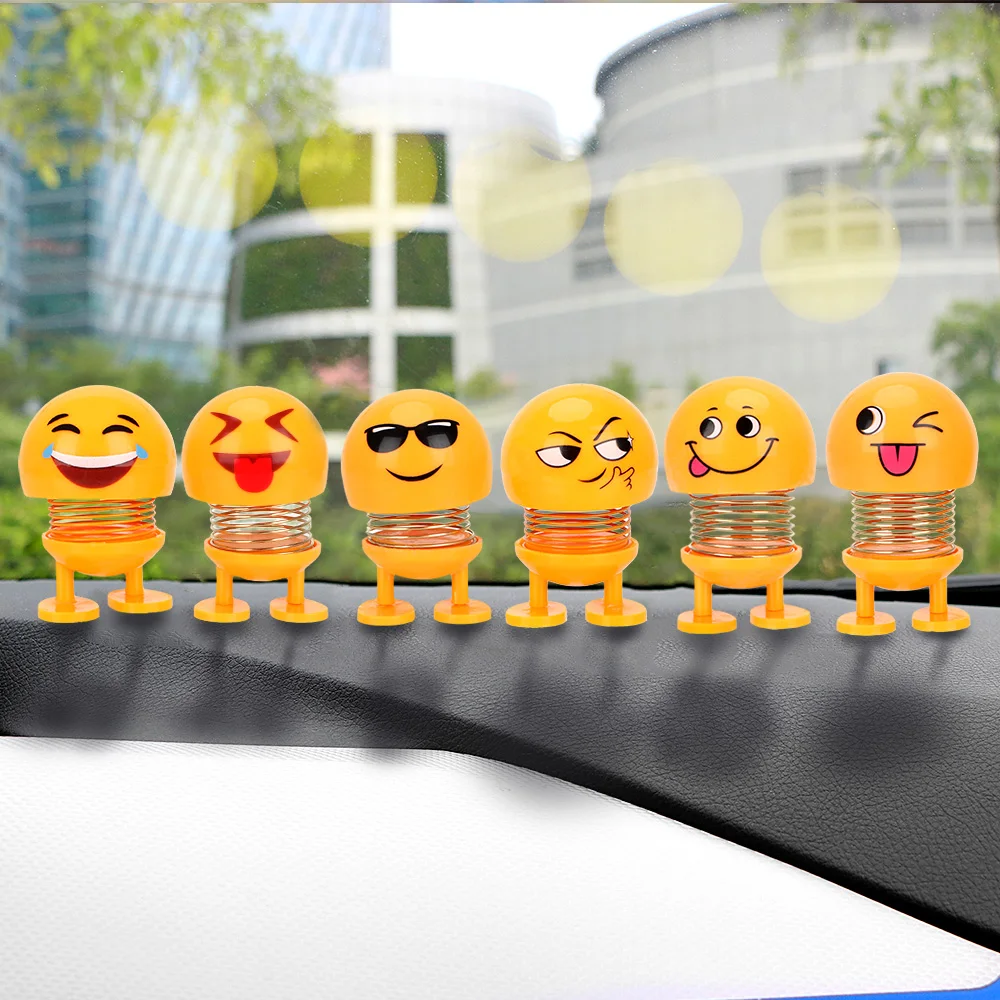 

Auto Decors Funny Spring Toy Emoji Shaker Shaking Head Doll Car Ornaments