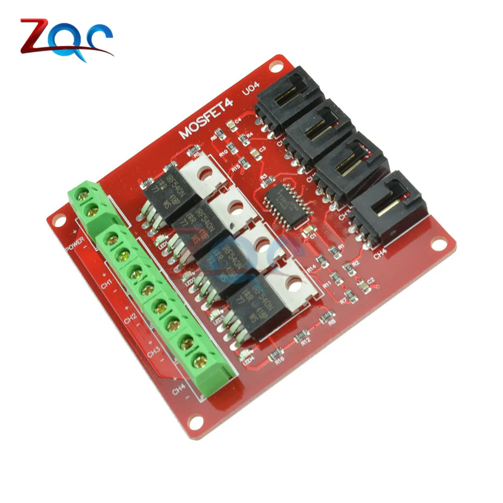 

Четырехканальная 4-канальная Кнопка MOSFET IRF540 V4.0 + модуль переключателя MOSFET для Arduino