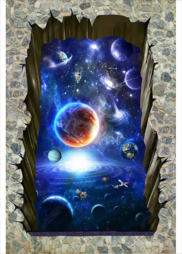 

self-adhesion Waterproof floor wall sticker Customize 3D wallpaper photo floor painting wall paper Bank star 3D stereo floor