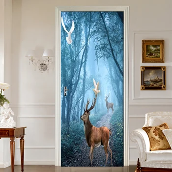 

77*200cm 2pcs Creative 3D Wood Park Green Road Wall Sticker DIY Mural PVC Self Adhesive Removable Door Poster Bedroom Home Decor