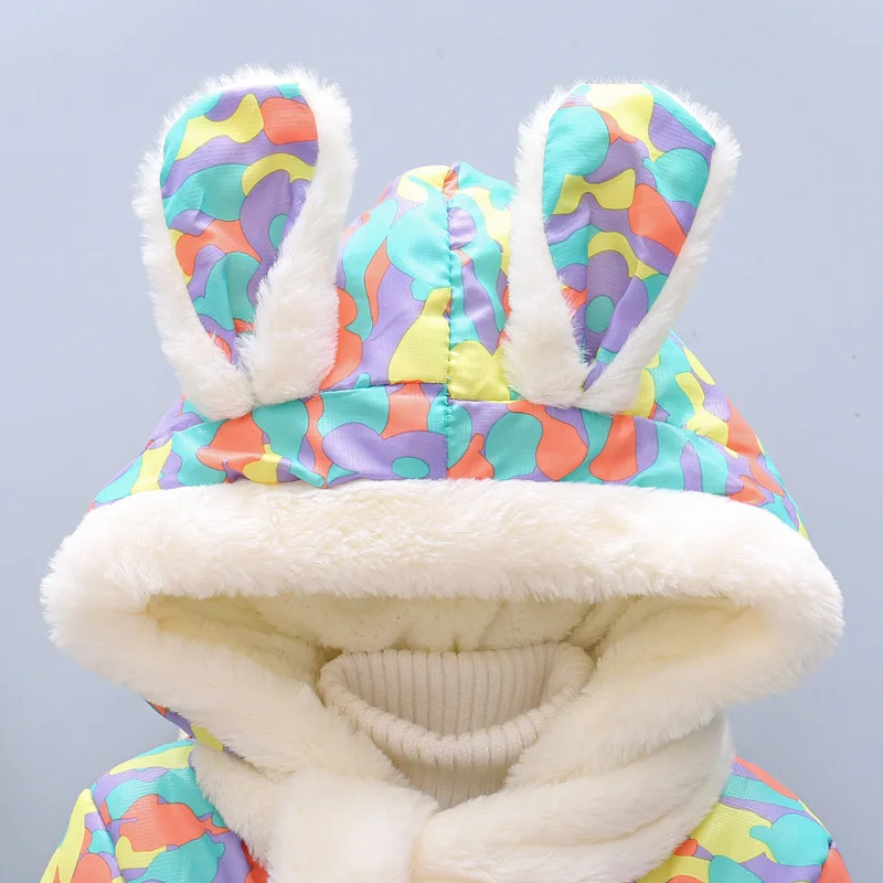 Jaqueta de Bebê Infantil do Bebê Parka da Criança Bibihou Inverno Bonito Coelho Grosso Algodão-acolchoado Bebê Menina Outerwear Meninos Meninas Neve Wear 19 High Quality Mamãe e Bebê