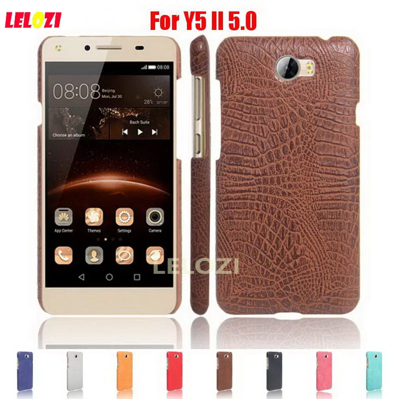 LELOZI Crocodile Snake Pattern Hard PC ladies man PU Leather Lether Leathe Phone Cell Back Etui Coque Case For Huawei Y5 II 5.0 | Мобильные