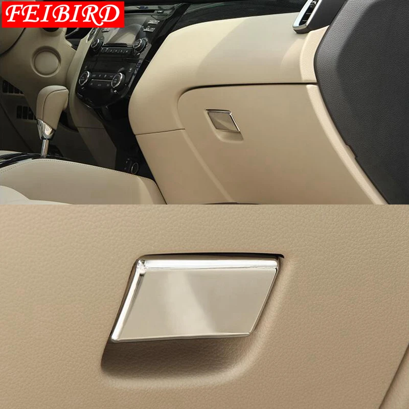 

ABS Copilot Glove Storage Box Handle Decoration Sequins Cover Trim For Nissan X-Trail T32 X Trail Rogue 2014 2015 2016 2017 2018