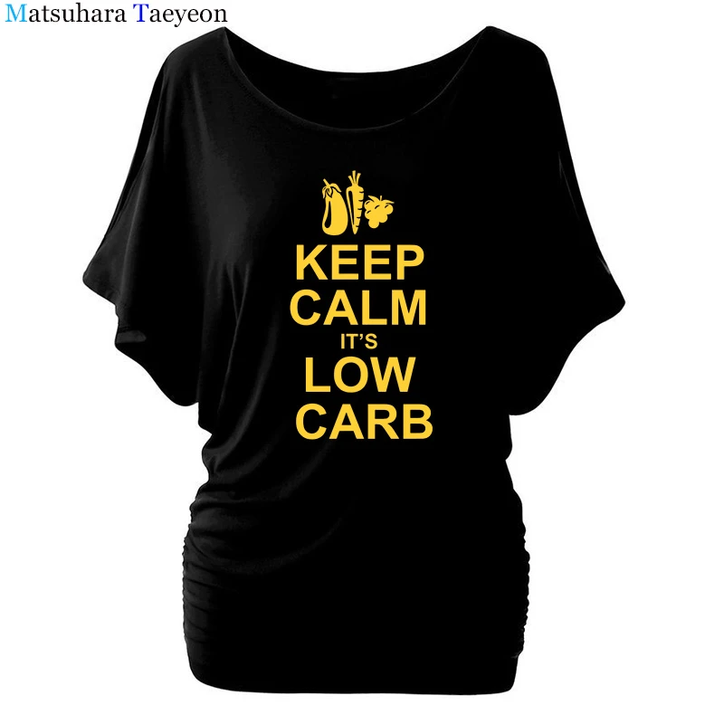 Summer Woman Keep Calm And It S Low Carbs T Shirt Girls Tops Fashion Cotton Sleeve Designer Health Eat T Shirt Tees Woman T Shirts Aliexpress